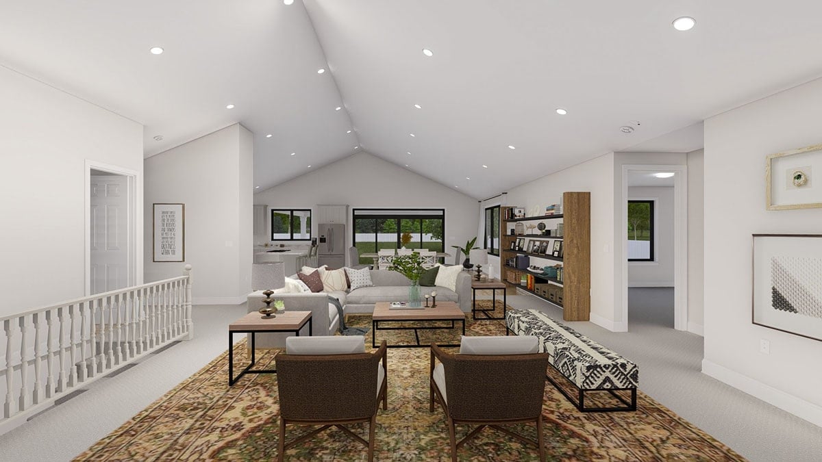Spacious Living Area with Vaulted Ceilings and Natural Light
