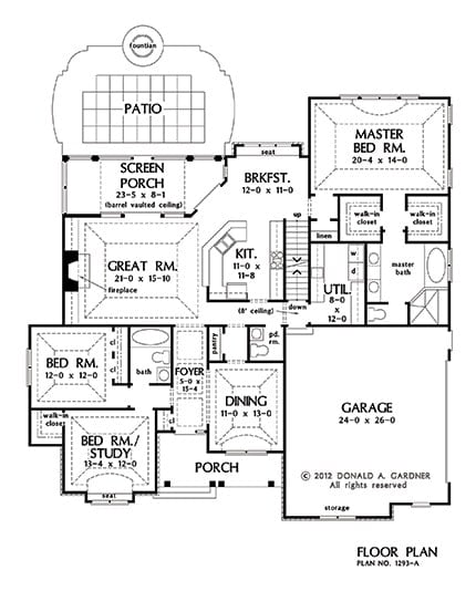 Main level floor plan showing the basement stairs location.