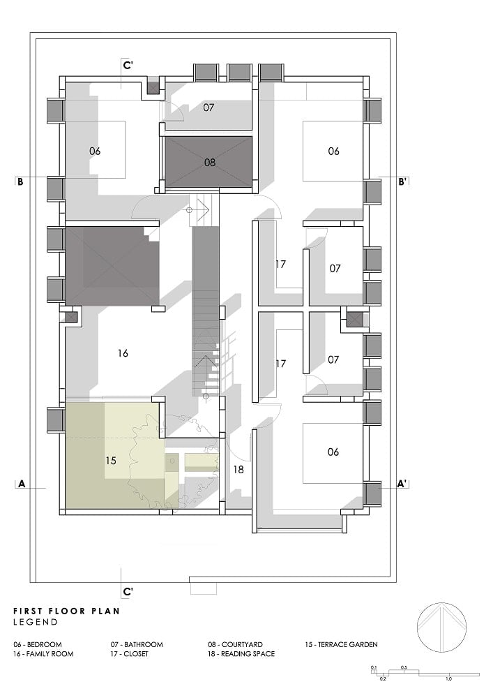 This is an illustration of the first level floor plan.