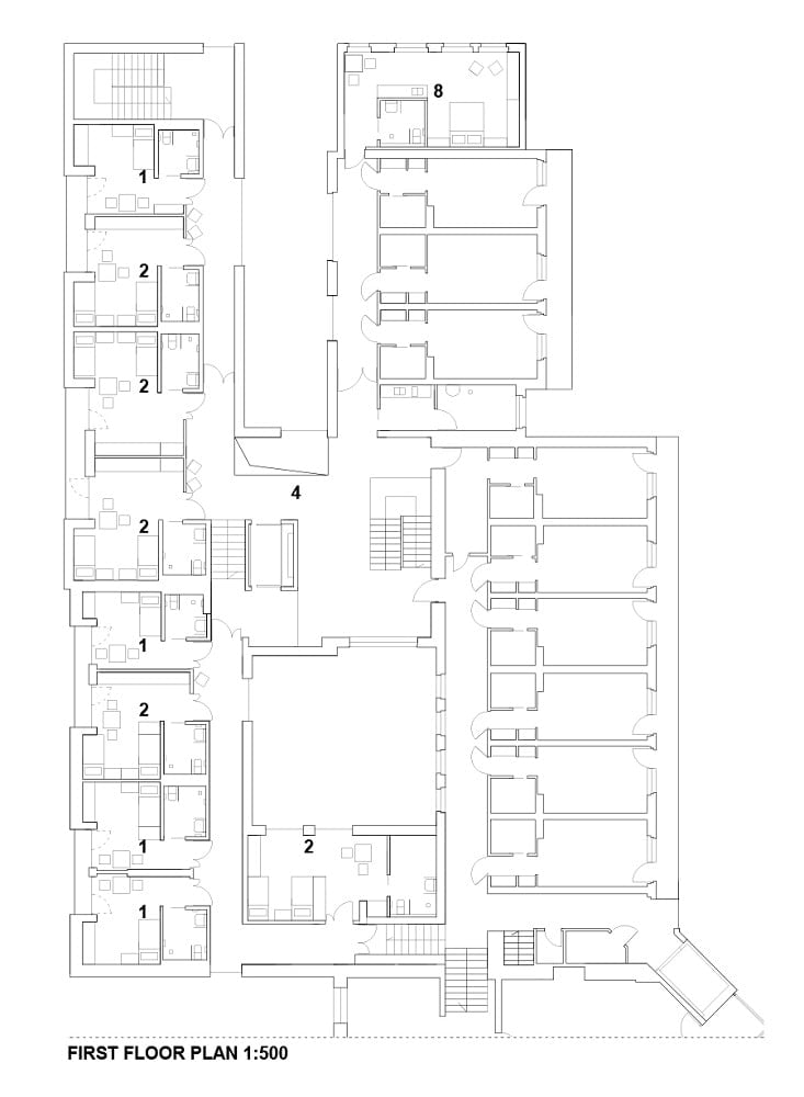 This is the senior house's first level floor plan.