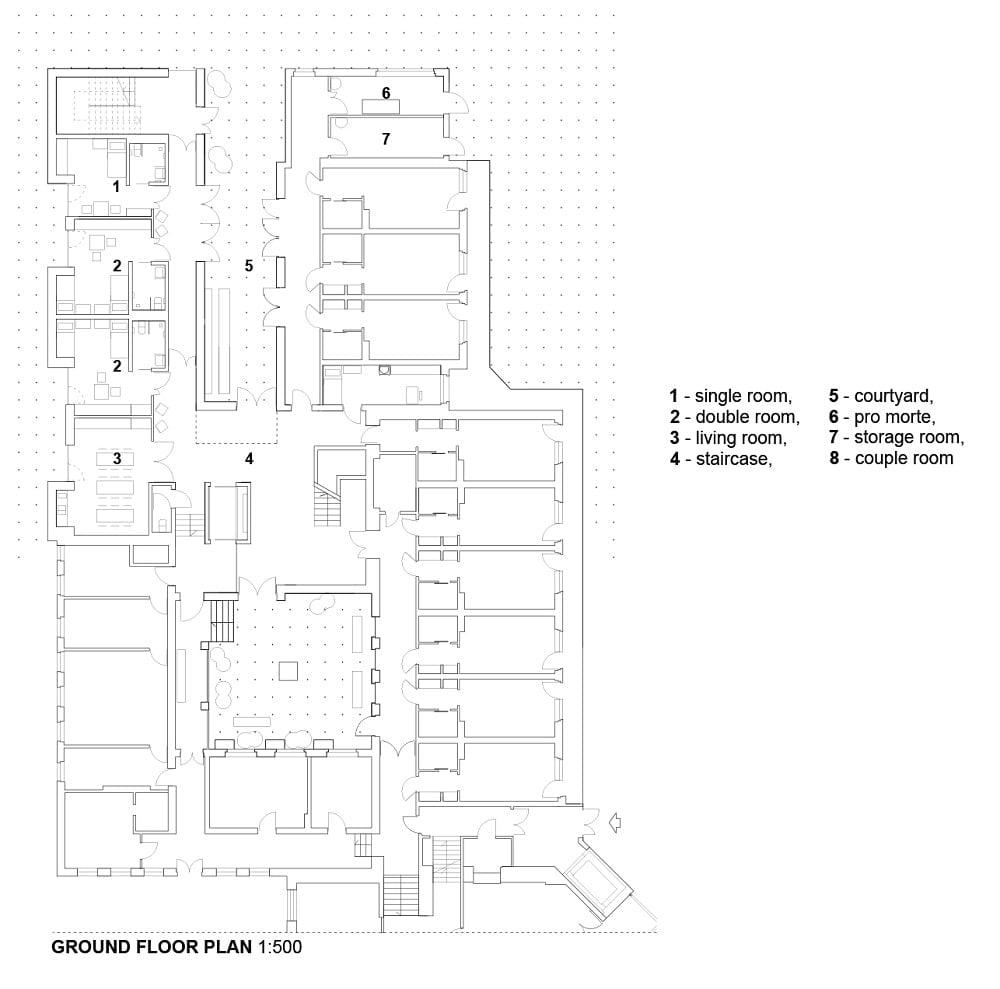 This is the senior house's ground level floor plan.