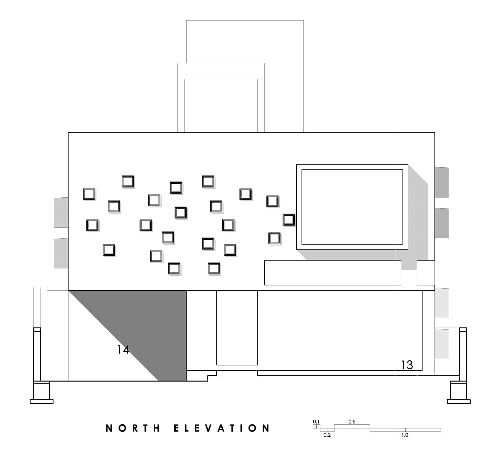This is an illustration of the house's north elevation.