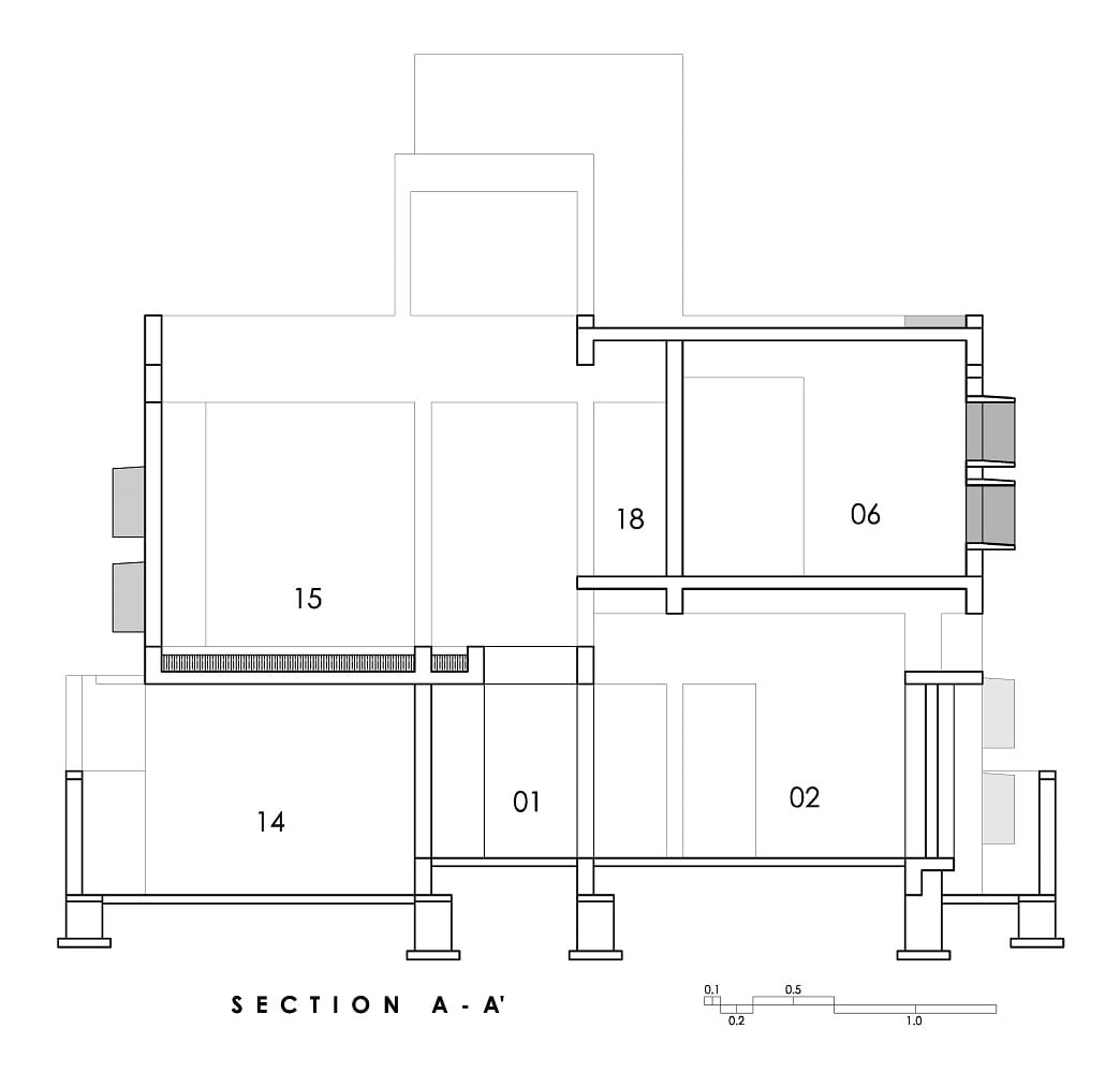 This is an illustration of the house's Section AA cross section elevation.