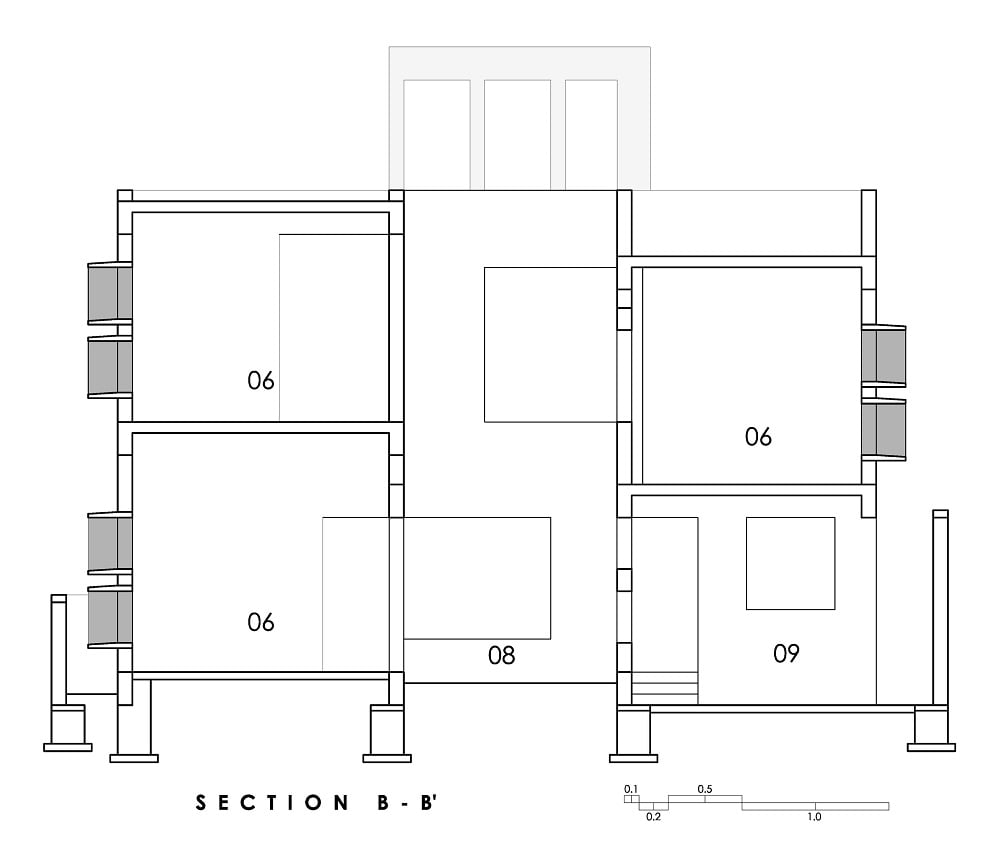 This is an illustration of the house's Section BB cross section elevation.