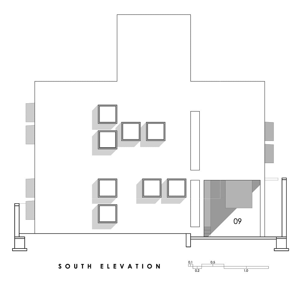 This is an illustration of the house's south elevation.