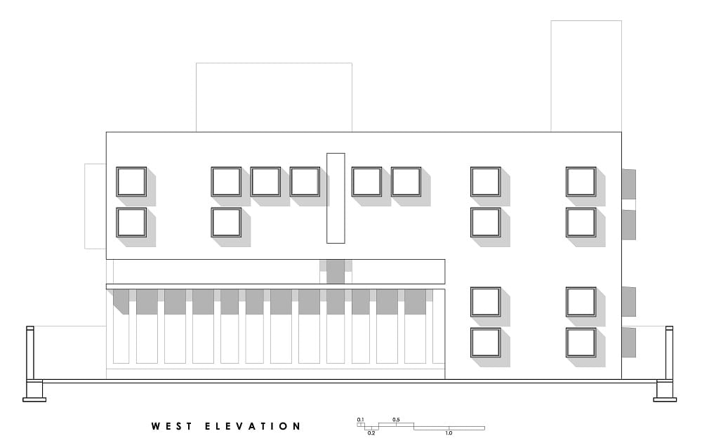 This is an illustration of the house's west elevation.