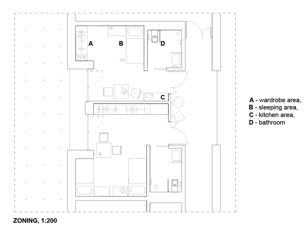 This is the senior house's zoning level floor plan.