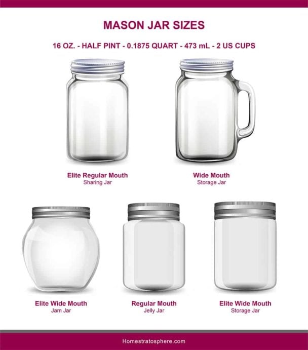 Mason Jar Sizes (Illustrated Guide)