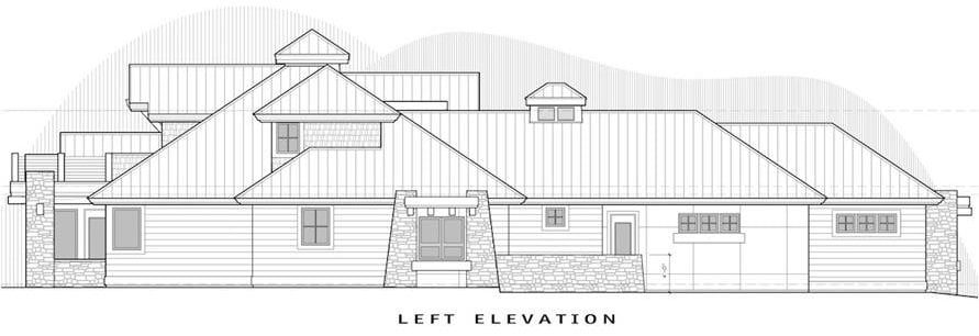 Left elevation sketch of the 4-bedroom two-story contemporary home.