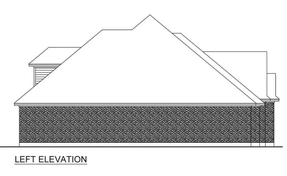 Left elevation sketch of the 4-bedroom two-story craftsman style home.