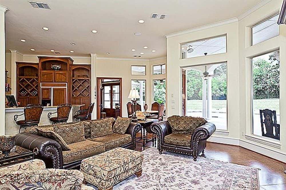 The family room opens into the kitchen and breakfast nook.
