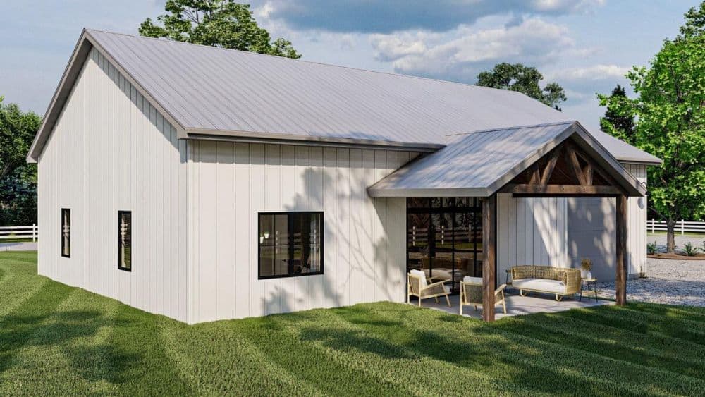 Right rendering of the single-story 2-bedroom country-style carriage home.