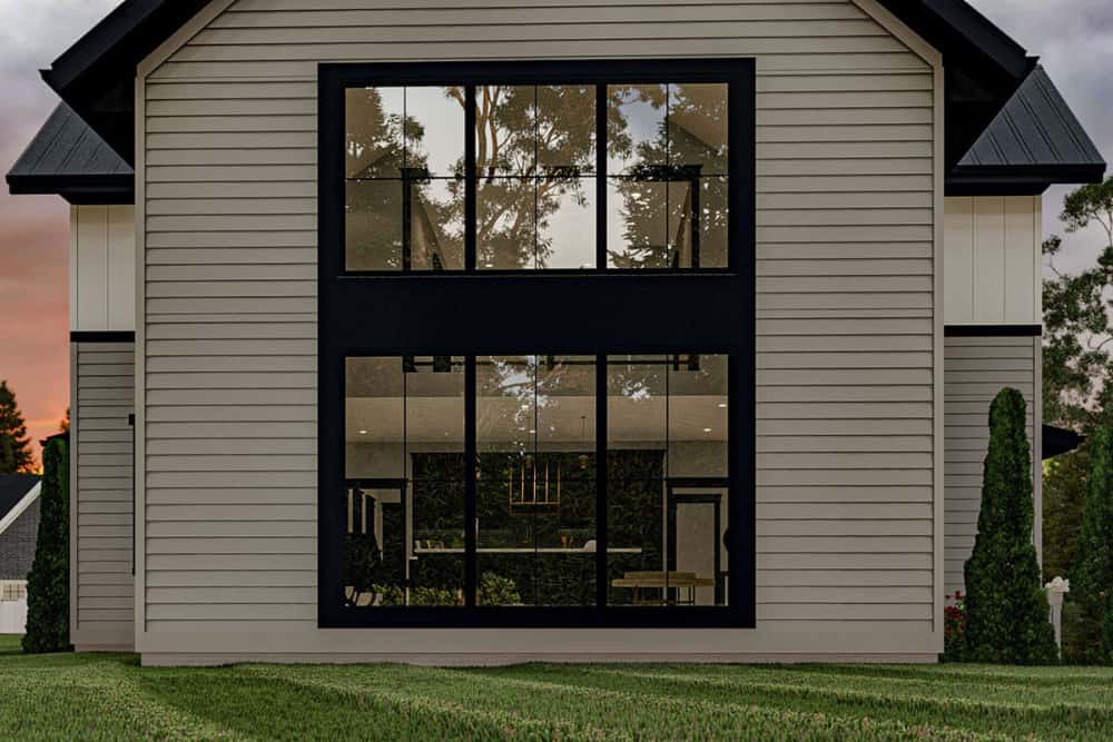 Right rendering of the two-story 3-bedroom modern farmhouse.