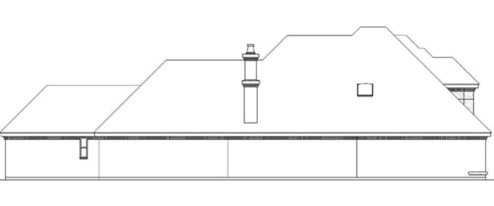 Left elevation sketch of the 3-bedroom two-story traditional home.