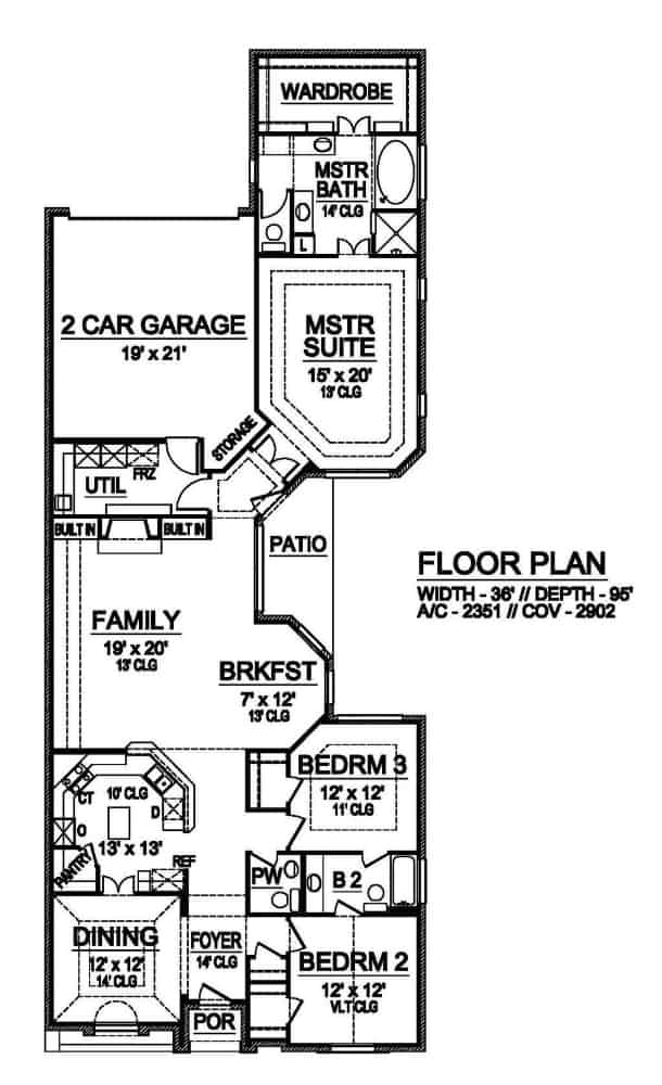 Main level floor plan of a 3-bedroom single-story traditional style home with foyer, formal dining room, kitchen, breakfast nook, family room, and utility room leading to the rear garage.