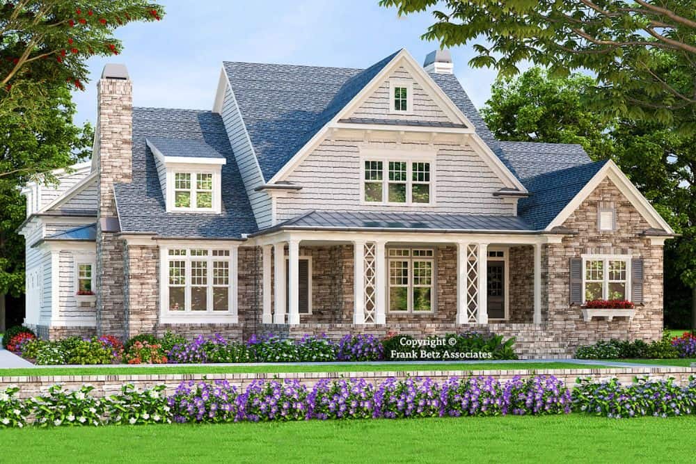 Front rendering of the two-story 4-bedroom craftsman home.