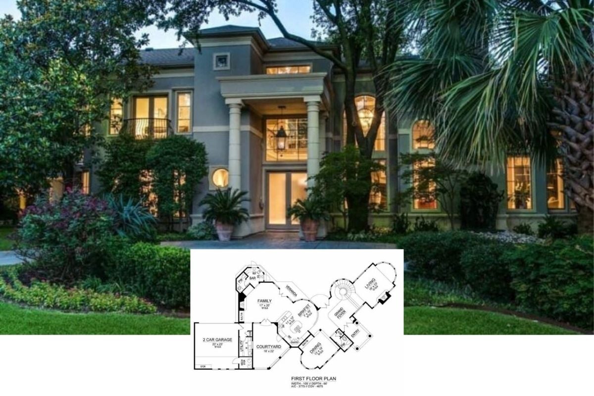 Take a Tour of This 3-Bedroom Mediterranean Home with Stunning Architectural Features Throughout the Courtyard, Bar, and Balconies (3,775 Sq. Ft. Floor Plan)