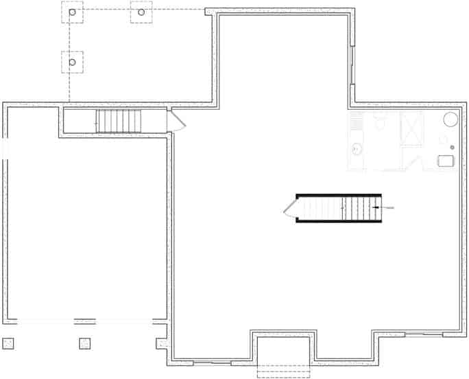 Basement floor plan with a future full bath.