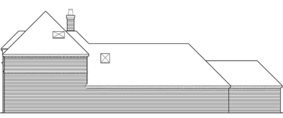 Right elevation sketch of the contemporary two-story 3-bedroom home.