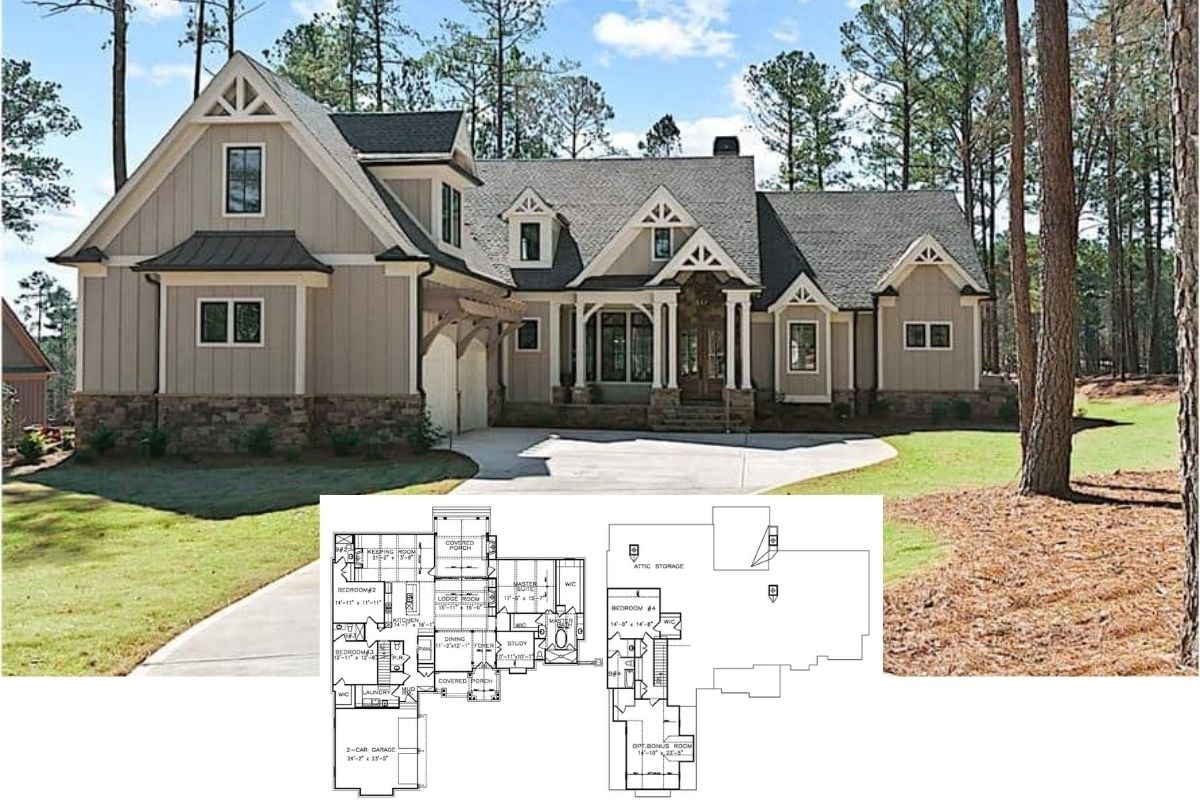 Unveiling the Timeless Elegance of This Cottage Style 4-Bedroom Craftsman Haven with Courtyard Entry Garage (3,334 Sq. Ft. Floor Plan)