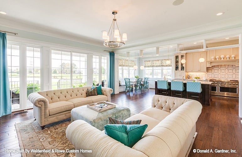 The great room opens into the kitchen and breakfast nook.