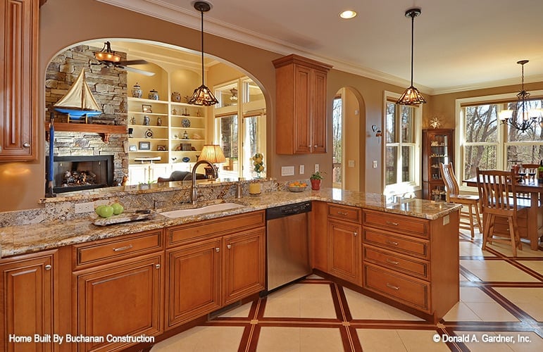 The kitchen has an extensive view of the great room and a bright breakfast nook.
