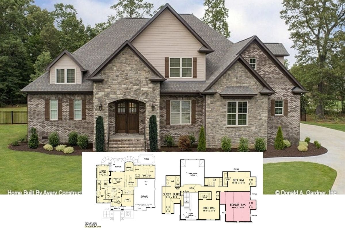 Tour This Enchanting Drayton Hall 4-Bedroom European Style Home with a Brick and Stone Facade (Floor Plan)