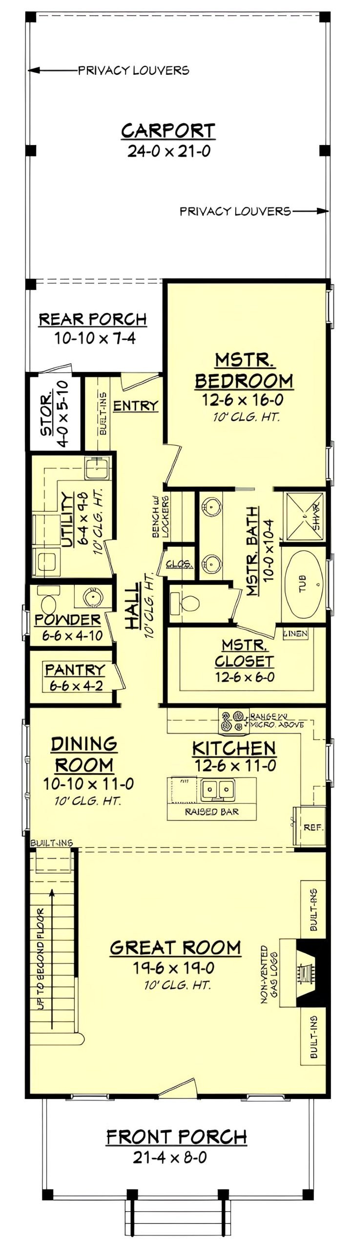 Main level floor plan 4 bedroom two story traditional style home