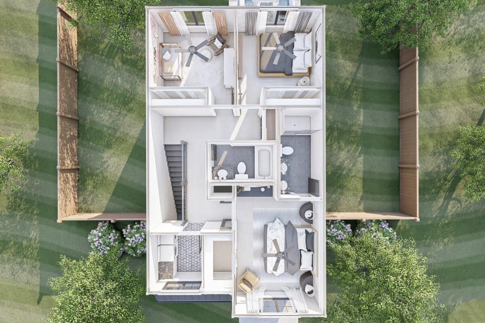 Second level 3D floor plan