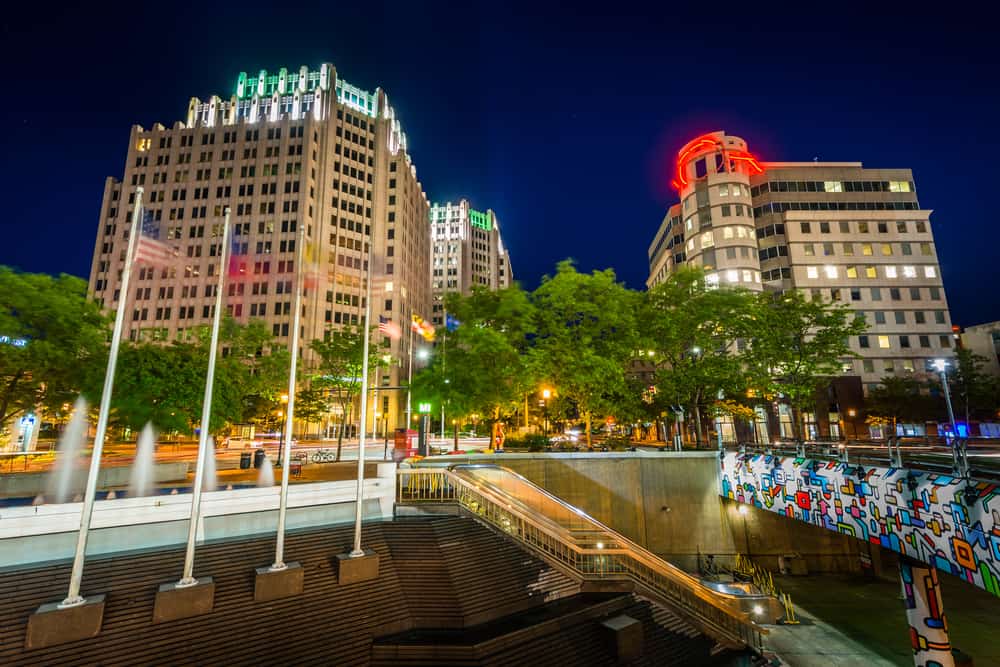 This is a close look at the downtown area of Bethesda, Maryland.