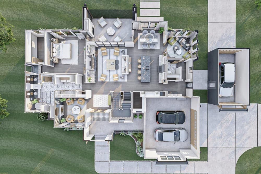 3D Main level floor plan