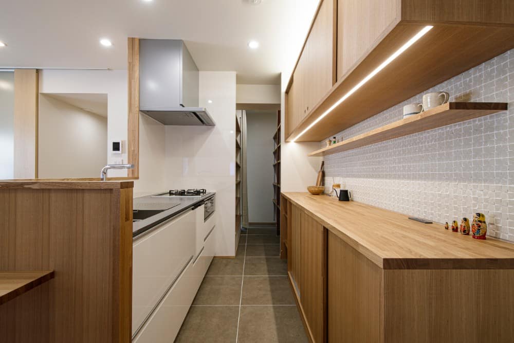 Japanese style kitchen with LED light.