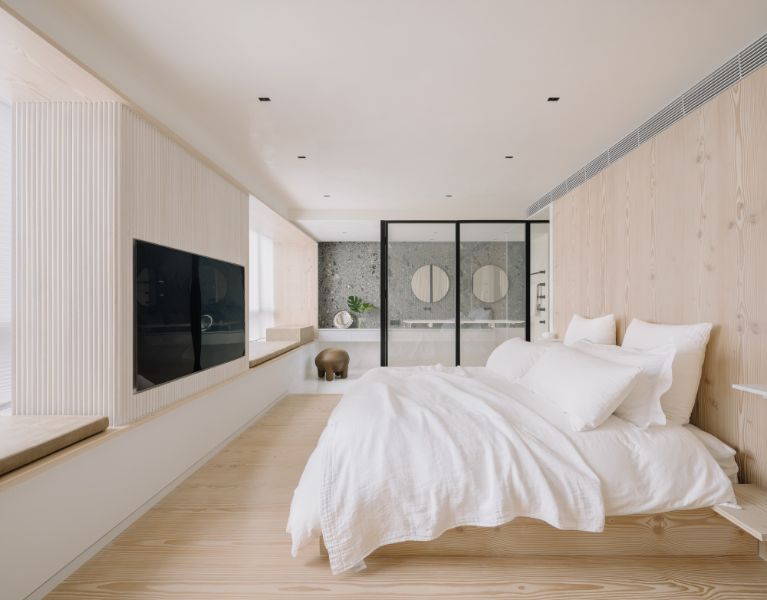 Urban cottage master bedroom.