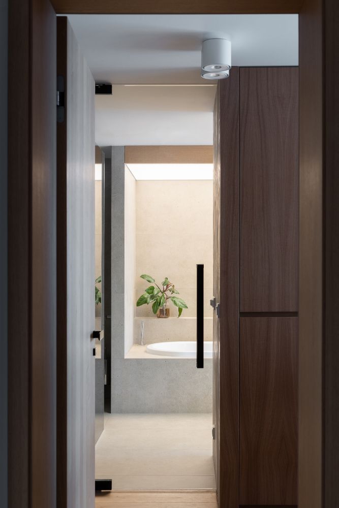 Cherry tree house bathroom entrance.