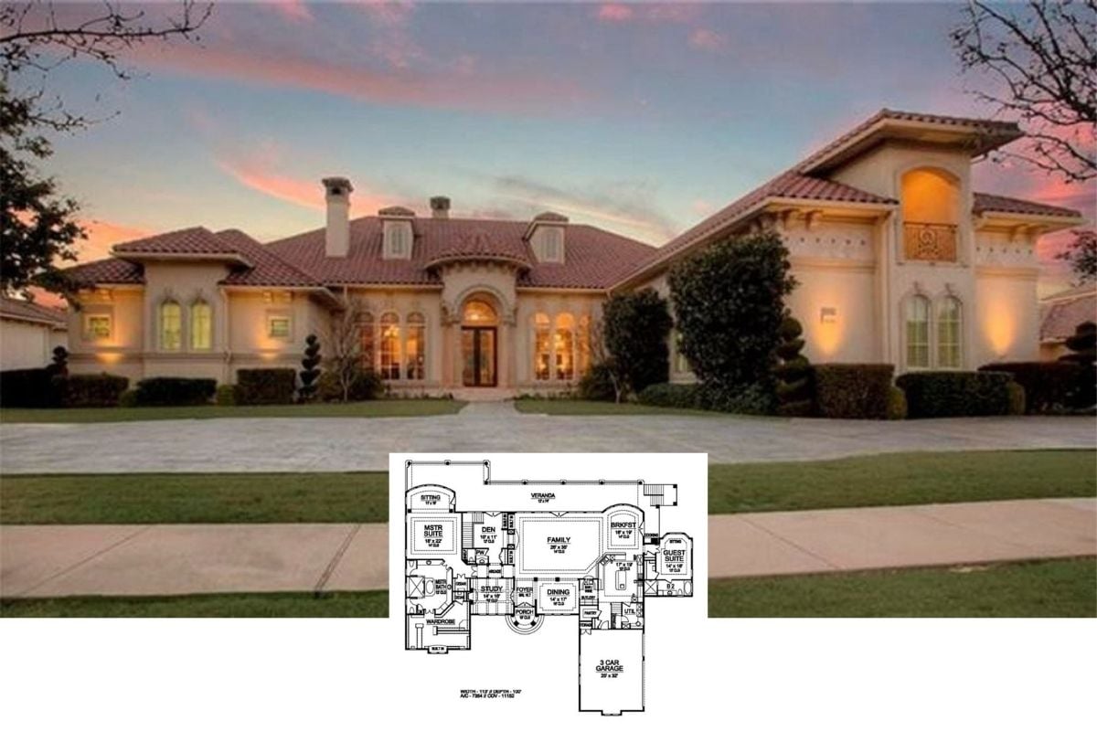 Explore This Stately 7,354 Sq. Ft. Mediterranean Style 5-Bedroom Home with a Wet Bar and Balcony (Don’t Miss This Floor Plan)