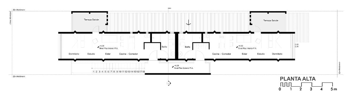 Floor plan of the second floor of a house.