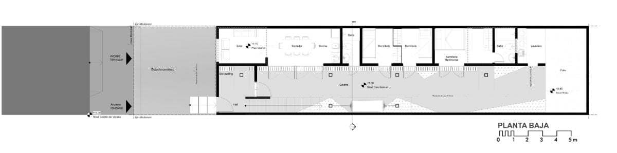 Floor plan of the first floor of a house.