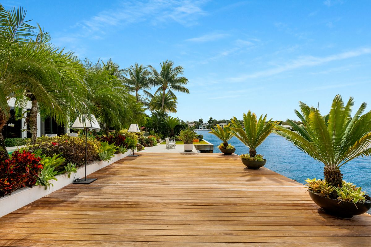 Tropical zen garden near the river.