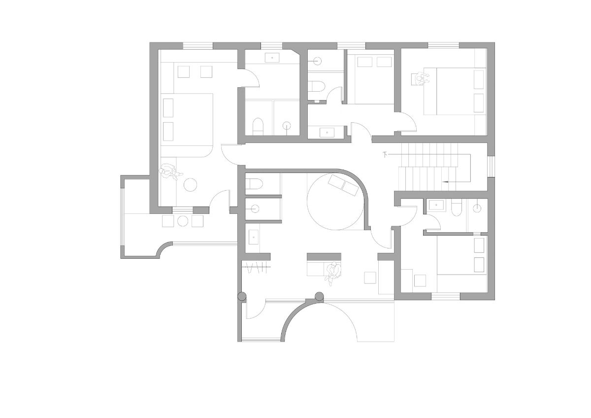 Second floor plan of the sleeping lab-arc house.