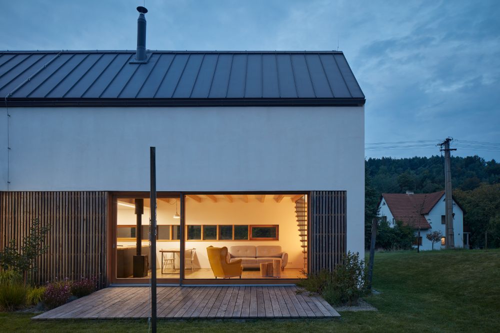 The right wing of the house that consist the living room and dining area.