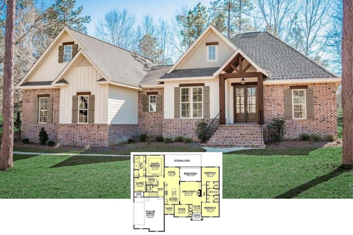Step Inside This 2,239 Sq. Ft. 3-Bedroom Two-Story Traditional Country Home with Brick Accents and Inviting Spaces (Plus Floor Plan)