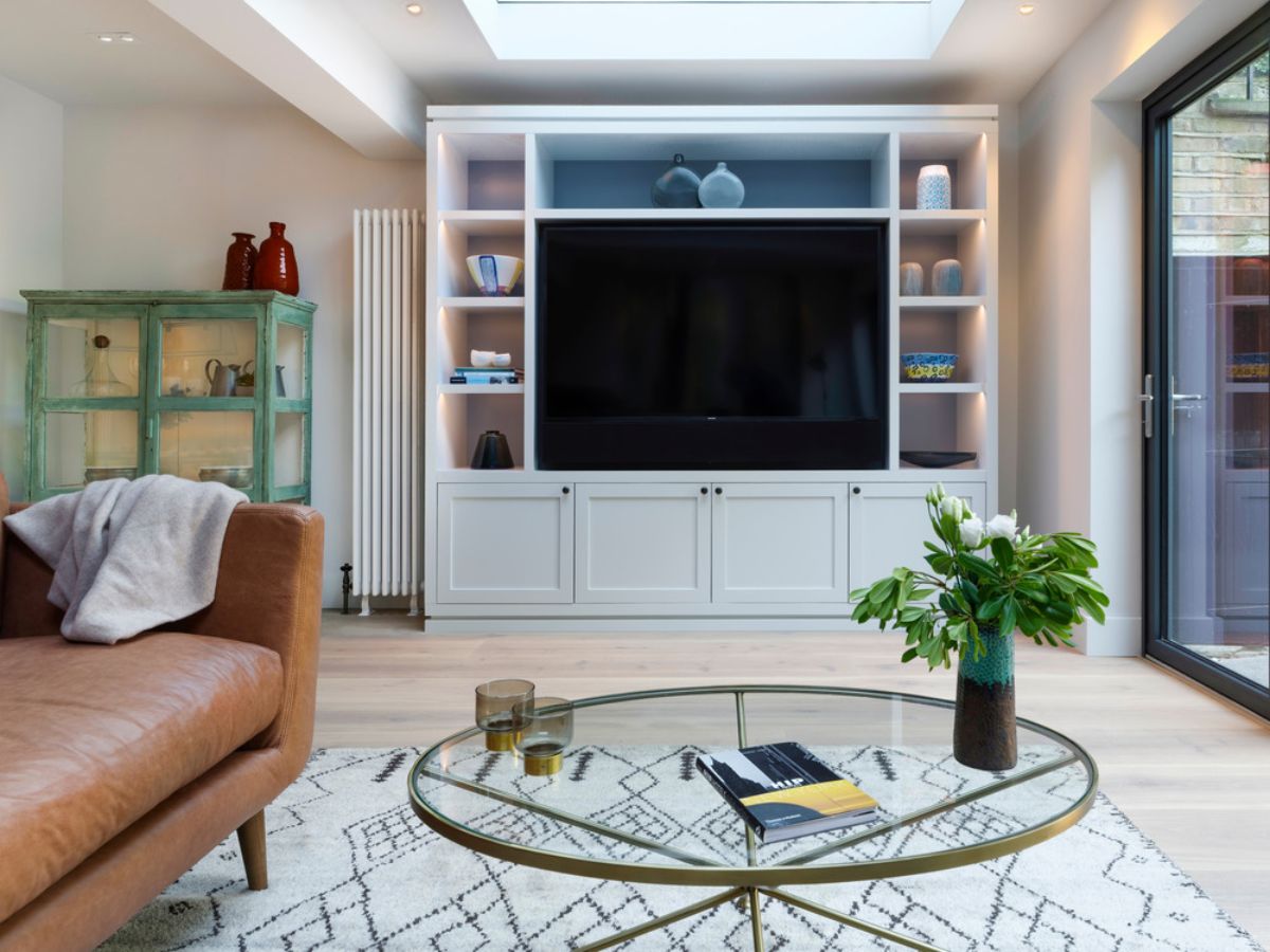 The Lower Ground Floor family living area featured a bespoke soundbar to match the width of the television.