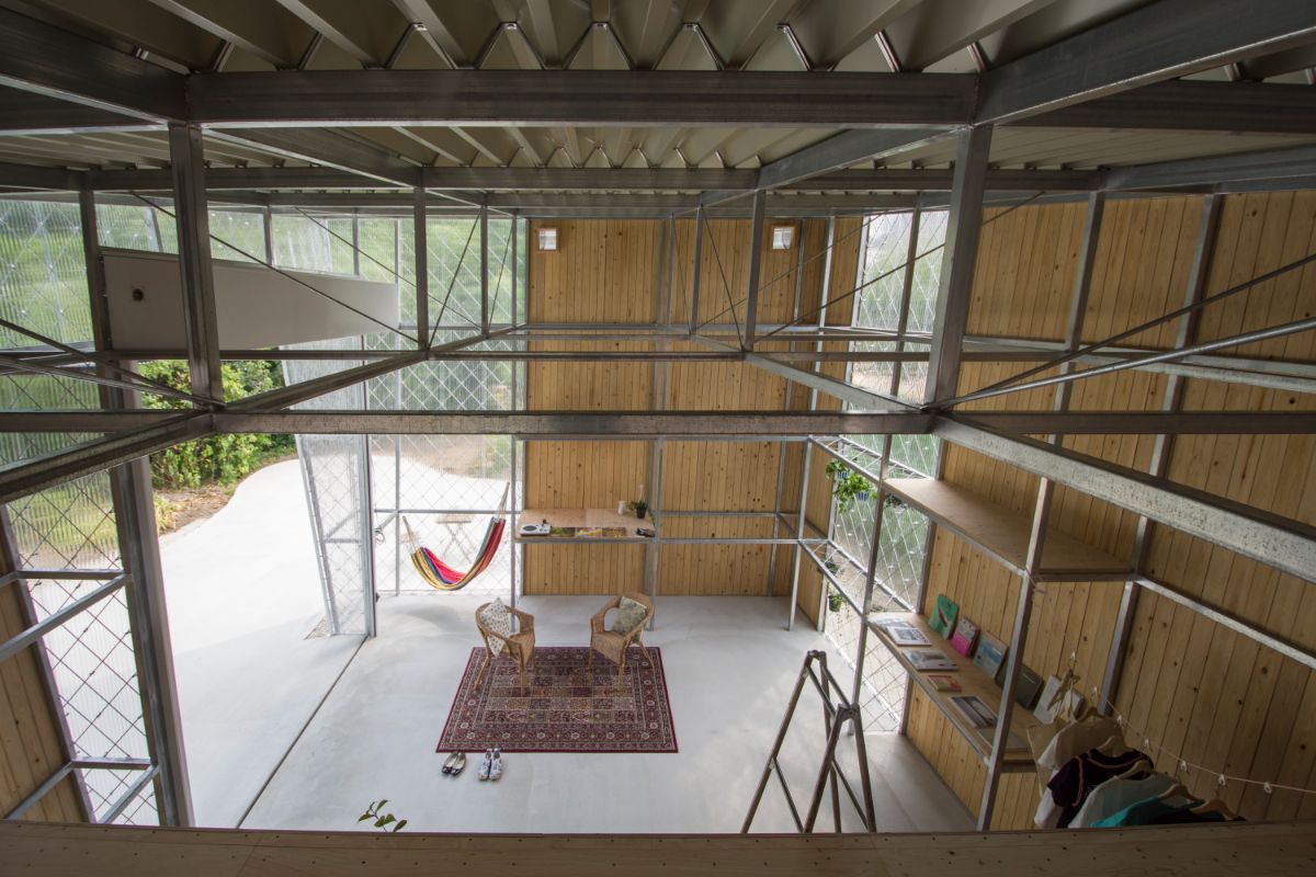 An upper view of the inside space that features the all side storage space.