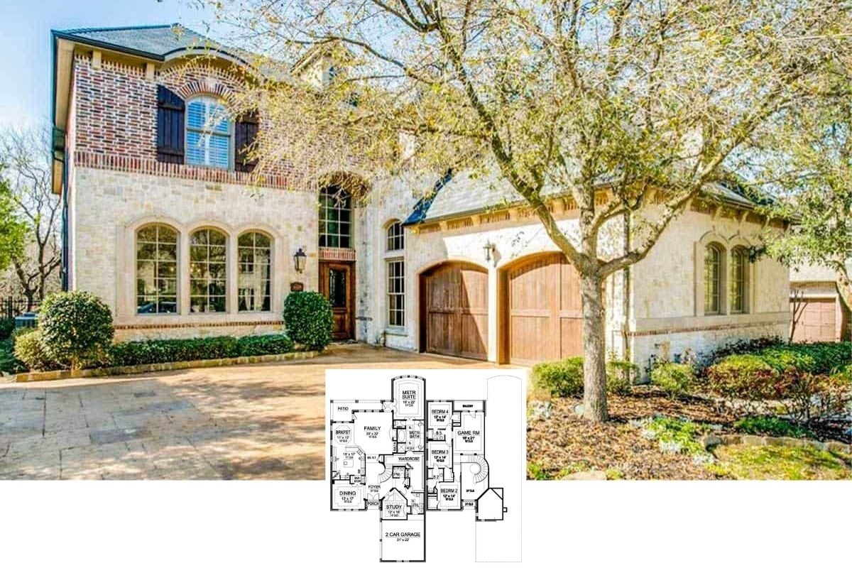 Explore this Timeless 4,171 Sq. Ft Tuscan-Style Manor Home with 4-Bedrooms, Balcony, and Side-Entry Garage (With Floor Plan)