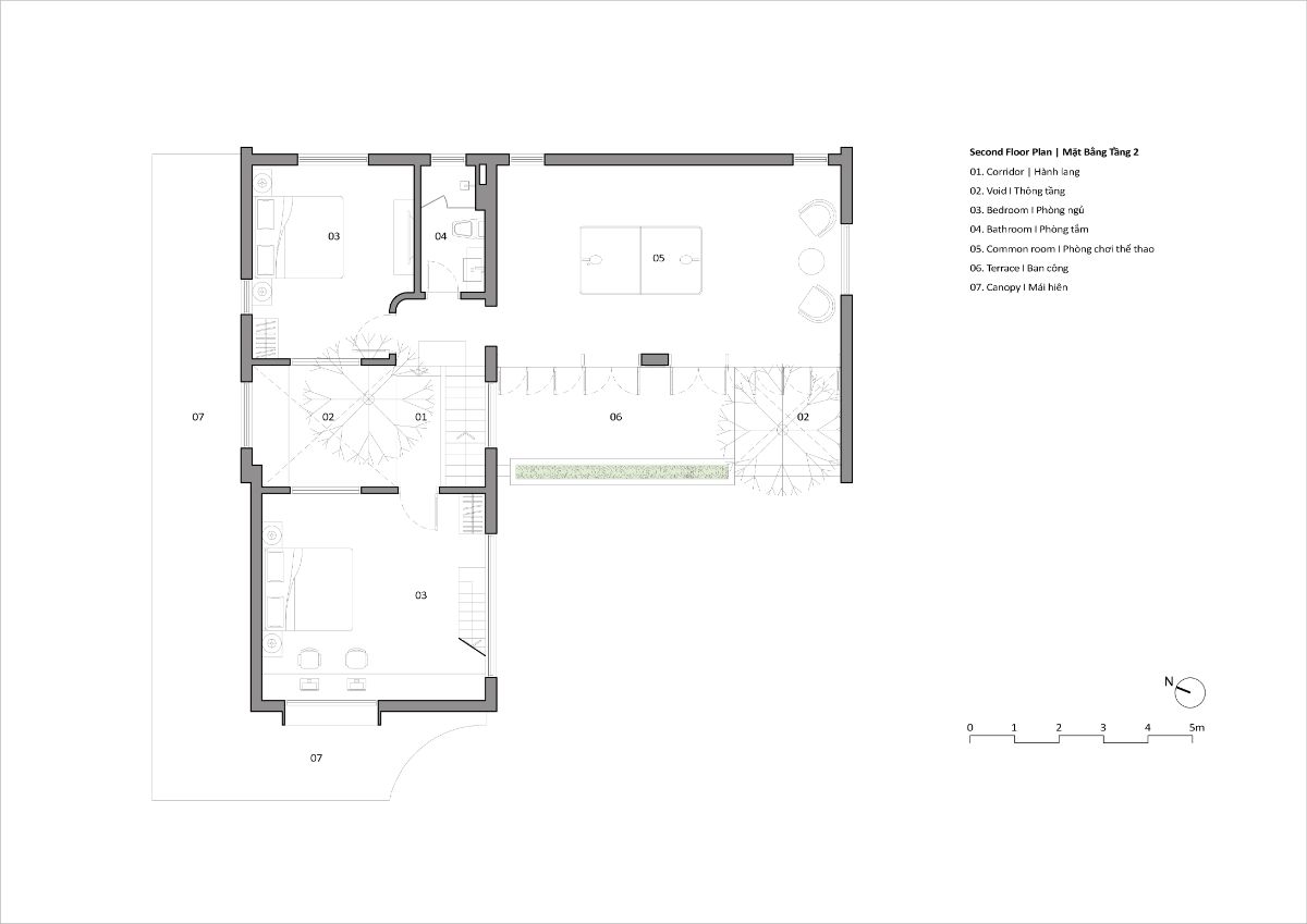 Thai Binh house second floor plan.