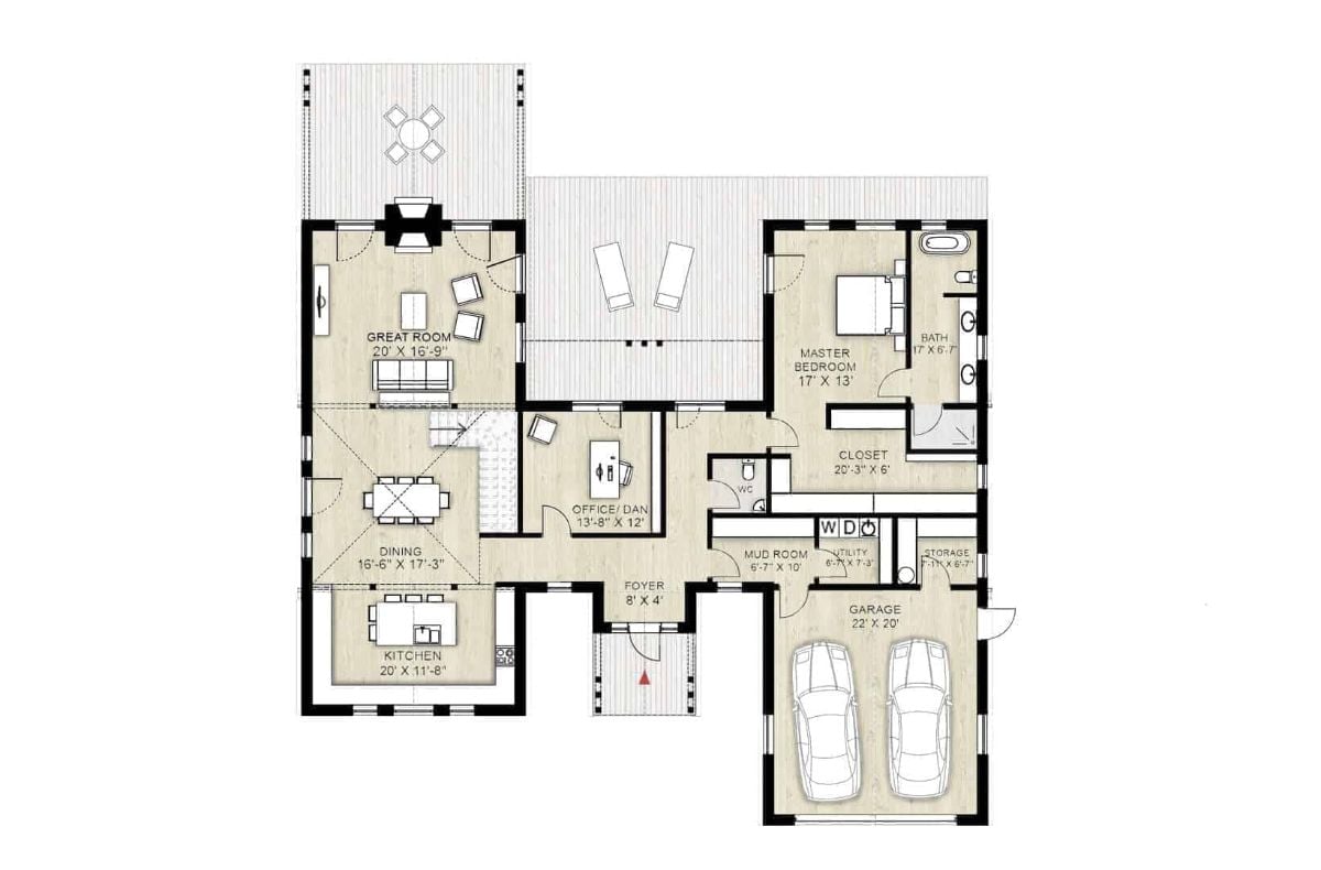 Modern farmhouse floor plan first floor