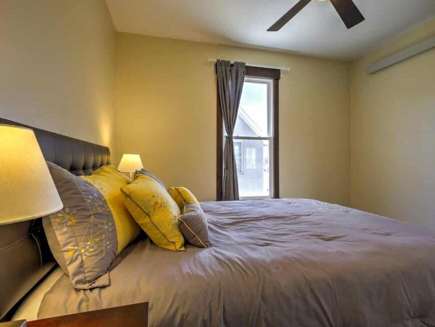 A small window invites natural light in.