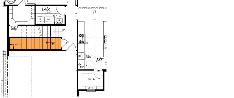 Main level floor plan showing the basement stairs location.