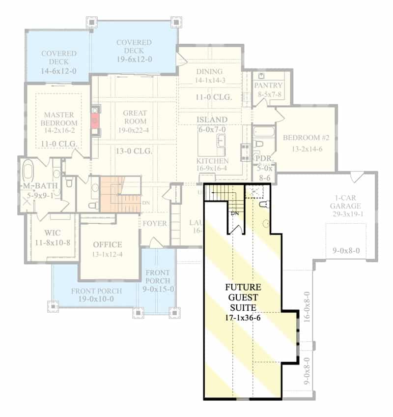 Bonus level floor plan with future guest suite.
