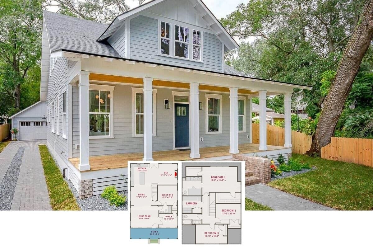 Explore This Inviting 2,590 Sq. Ft. Craftsman Style 4-Bedroom Country Cottage with Open Concept Living (Includes Floor Plan)
